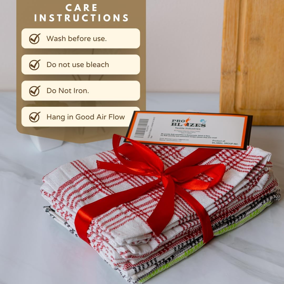 Pro Blazes 100% Natural Cotton Kitchen Towels (Pack of 8)