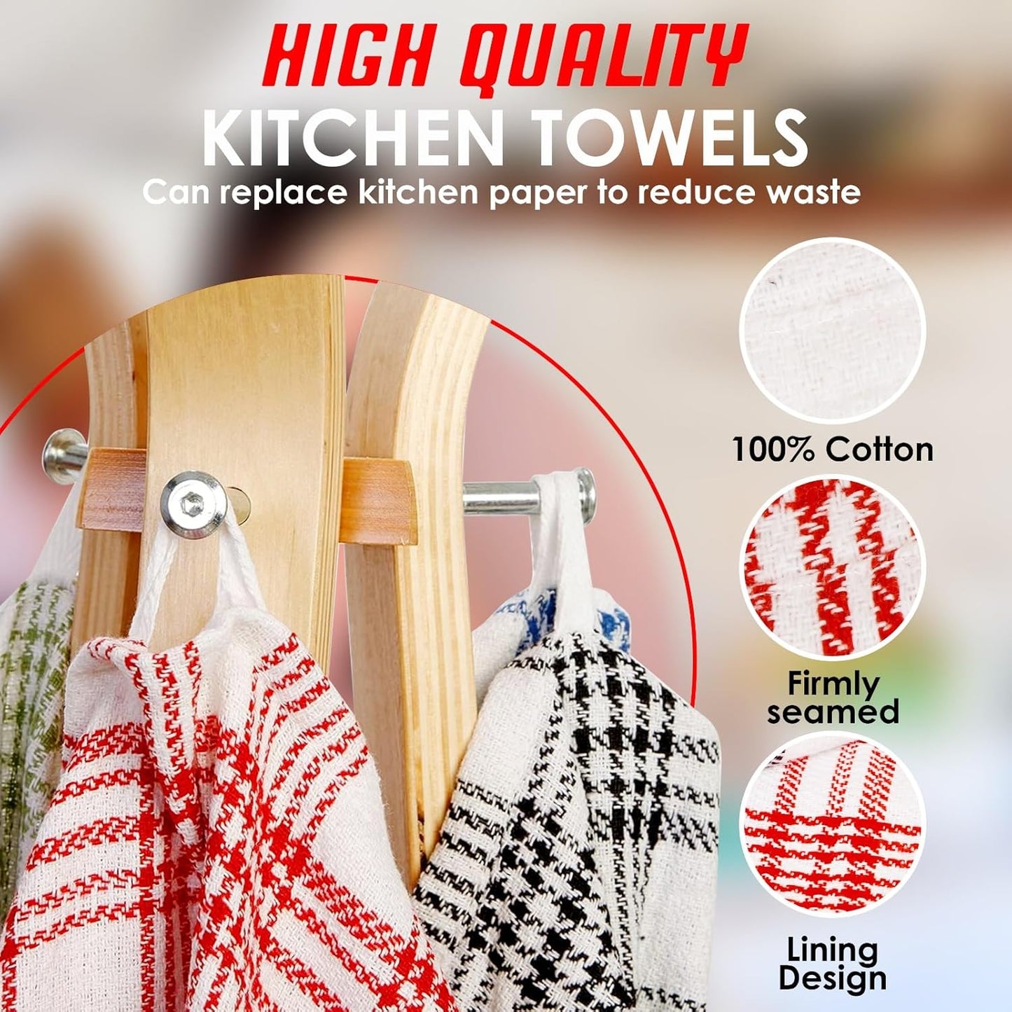 Pro Blazes 100% Natural Cotton Kitchen Towels (Pack of 8)