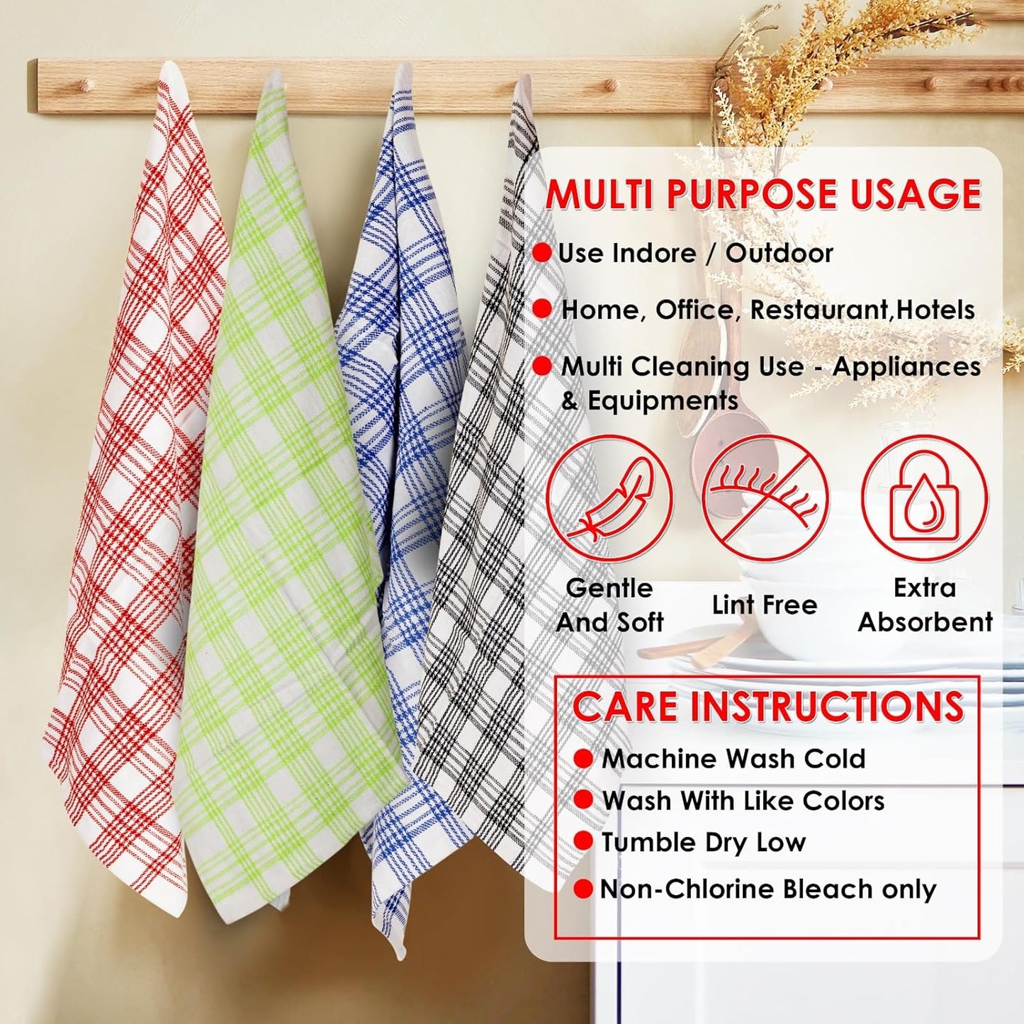 Pro Blazes 100% Natural Cotton Kitchen Towels (Pack of 8)