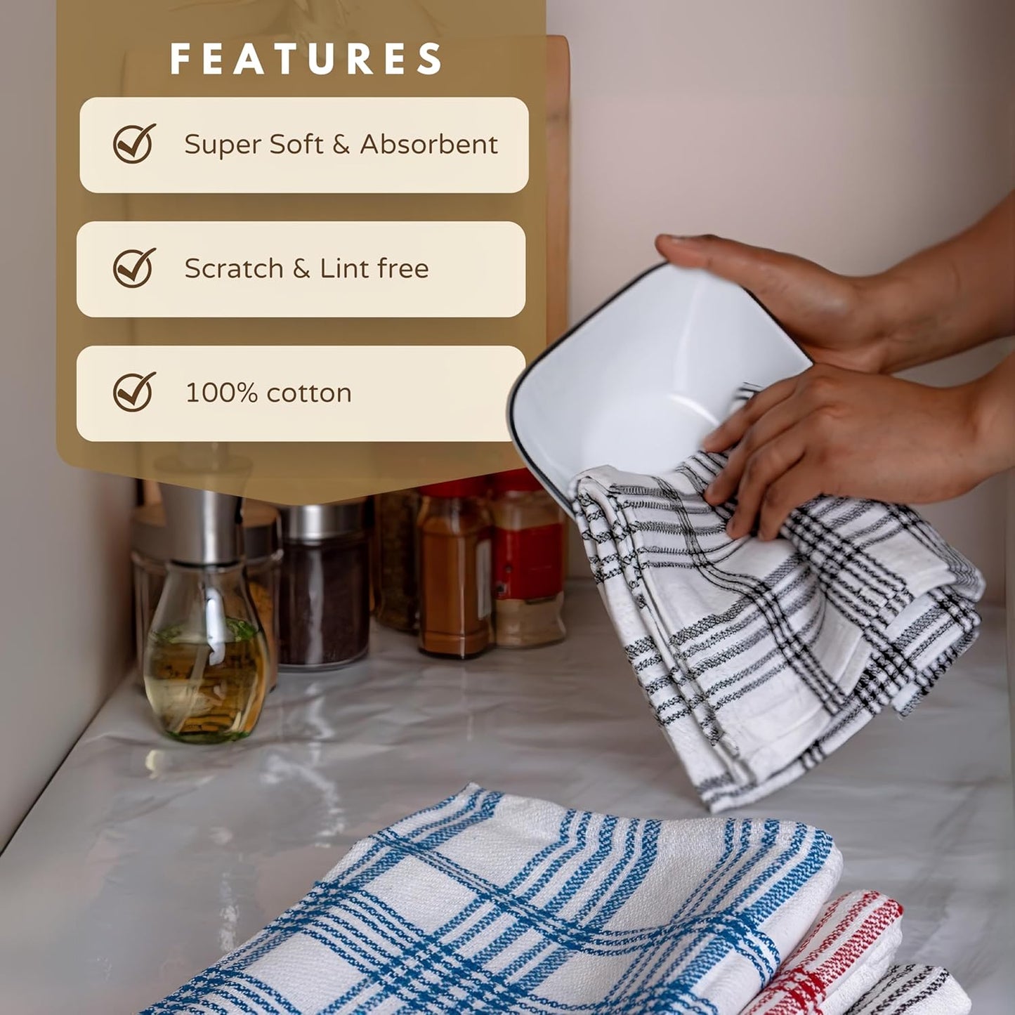Pro Blazes 100% Natural Cotton Kitchen Towels (Pack of 4)